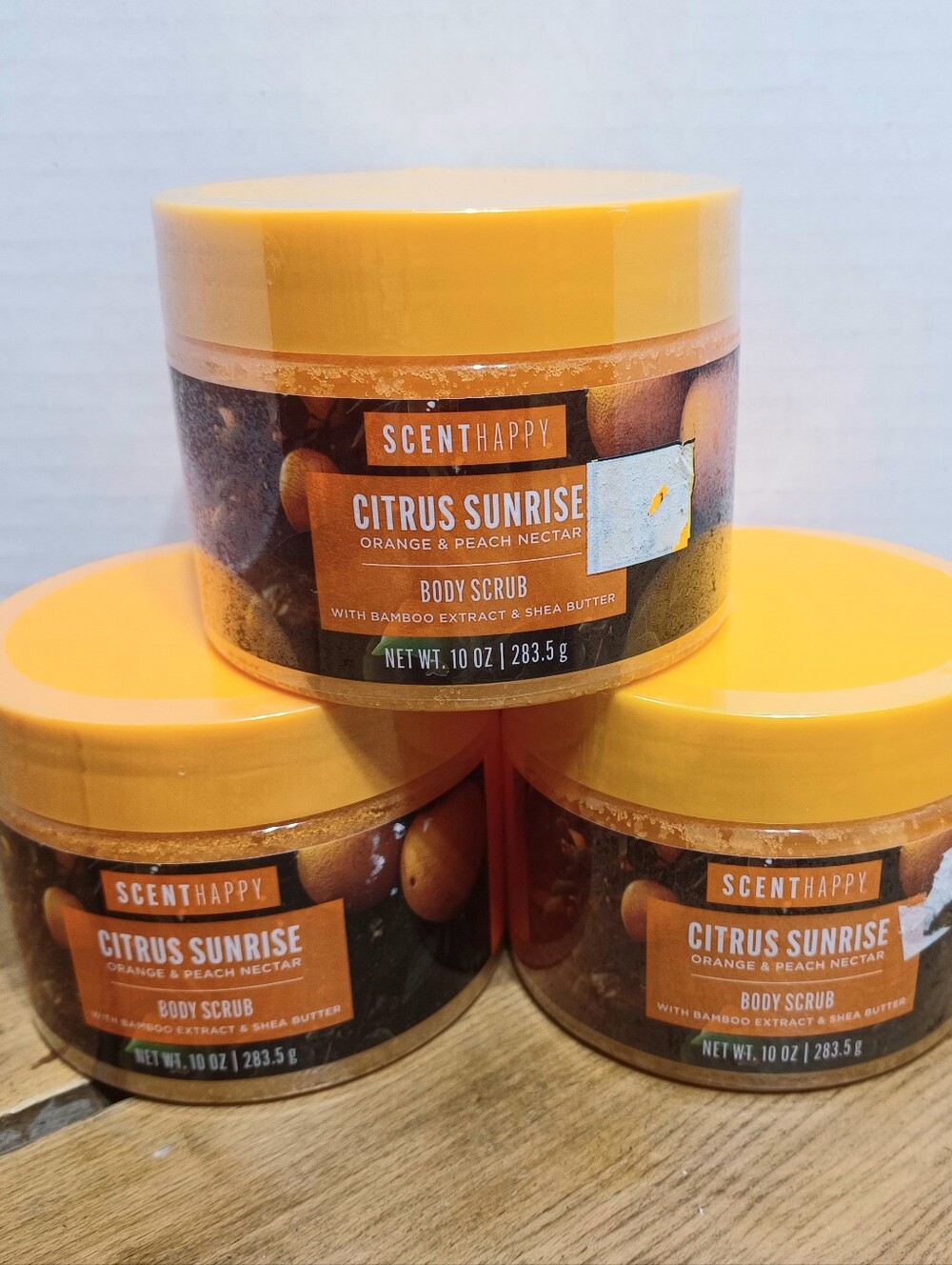 3 Pk: Orange and Peach Nectar Body Scrub Scent Happy Citrus Sunrise New/Sealed